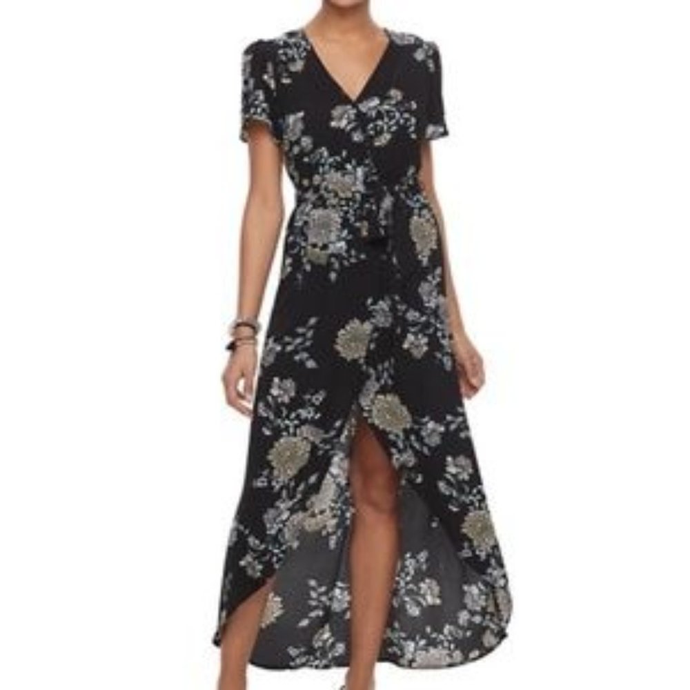 Candie’s Floral Dahlia High-Low Maxi Romper Maxi Mini Dress